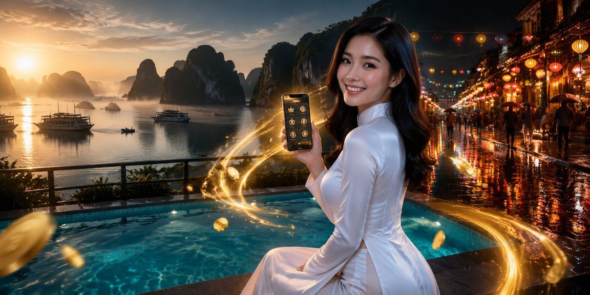Khung cảnh vịnh Hạ Long với ưu đãi hoàn cược và áo dài truyền thống Việt Nam